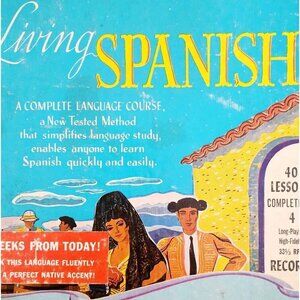1955 Living Spanish Language 33 RPM Box Set Records 10" No Manual VRBxSt